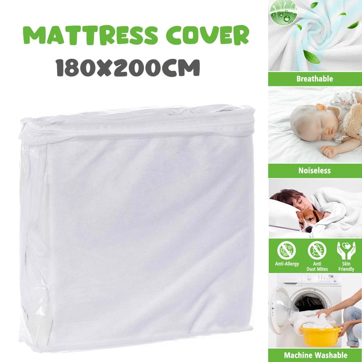 

Mattress Cover Super King Size 180x200cm Bamboo+ TPU Waterproof Breathable Mattress Pad Anti-Mite Bed covers Home