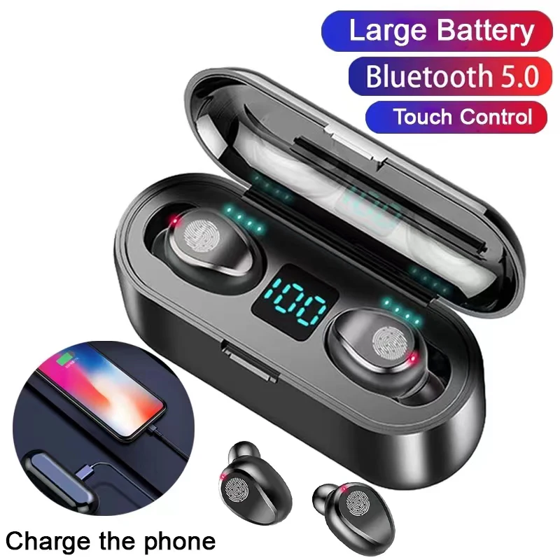 

F9 TWS Bluetooth Earphones Stereo In-ear Wireless Earbuds Bass Noise Cancelling Gaming Headset Low Latency For All Smatphone