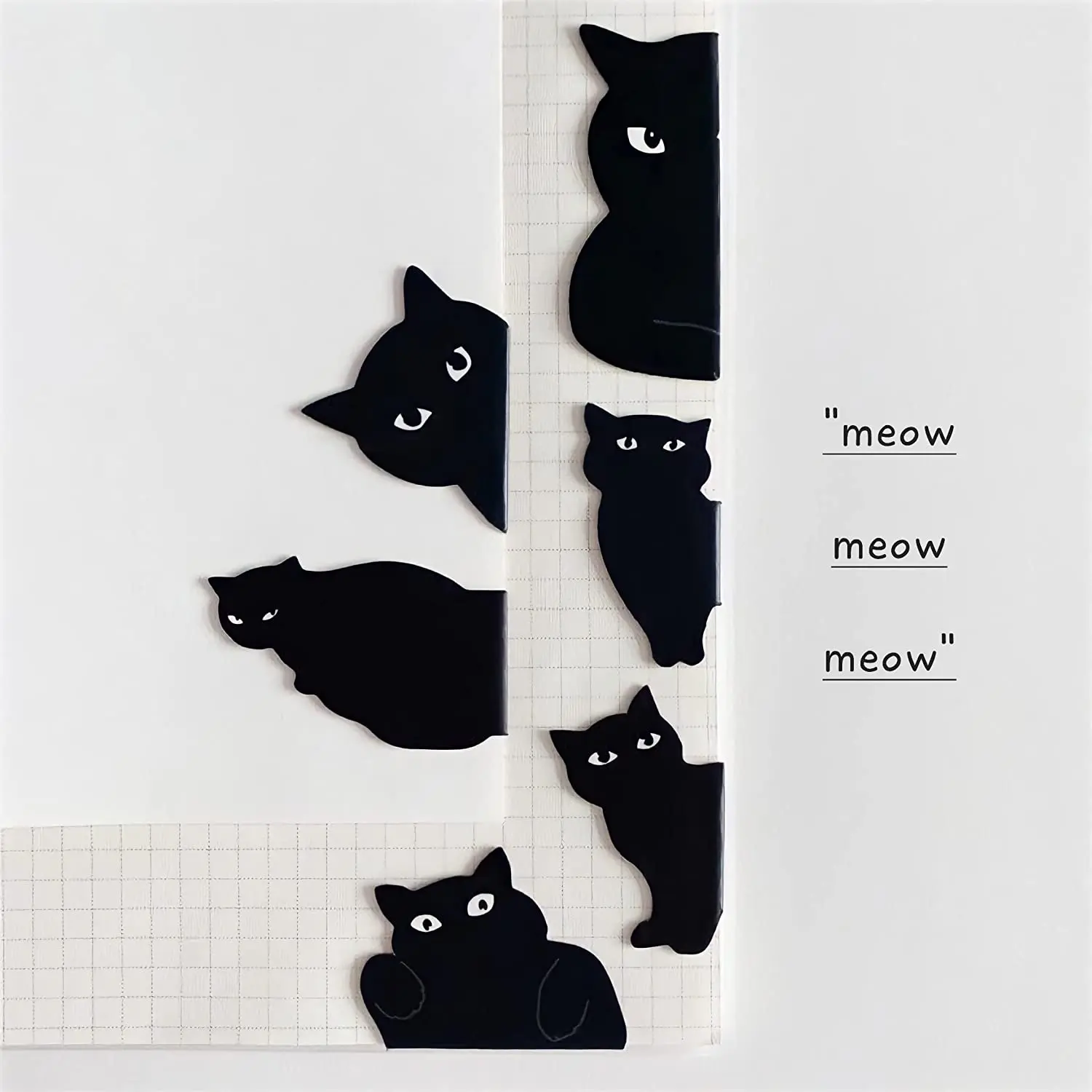 

6pcs Black Cat Bookmark for Books Cute Cartoon Magnetic Page Clips Book Marker Unique Reading Gift F7405