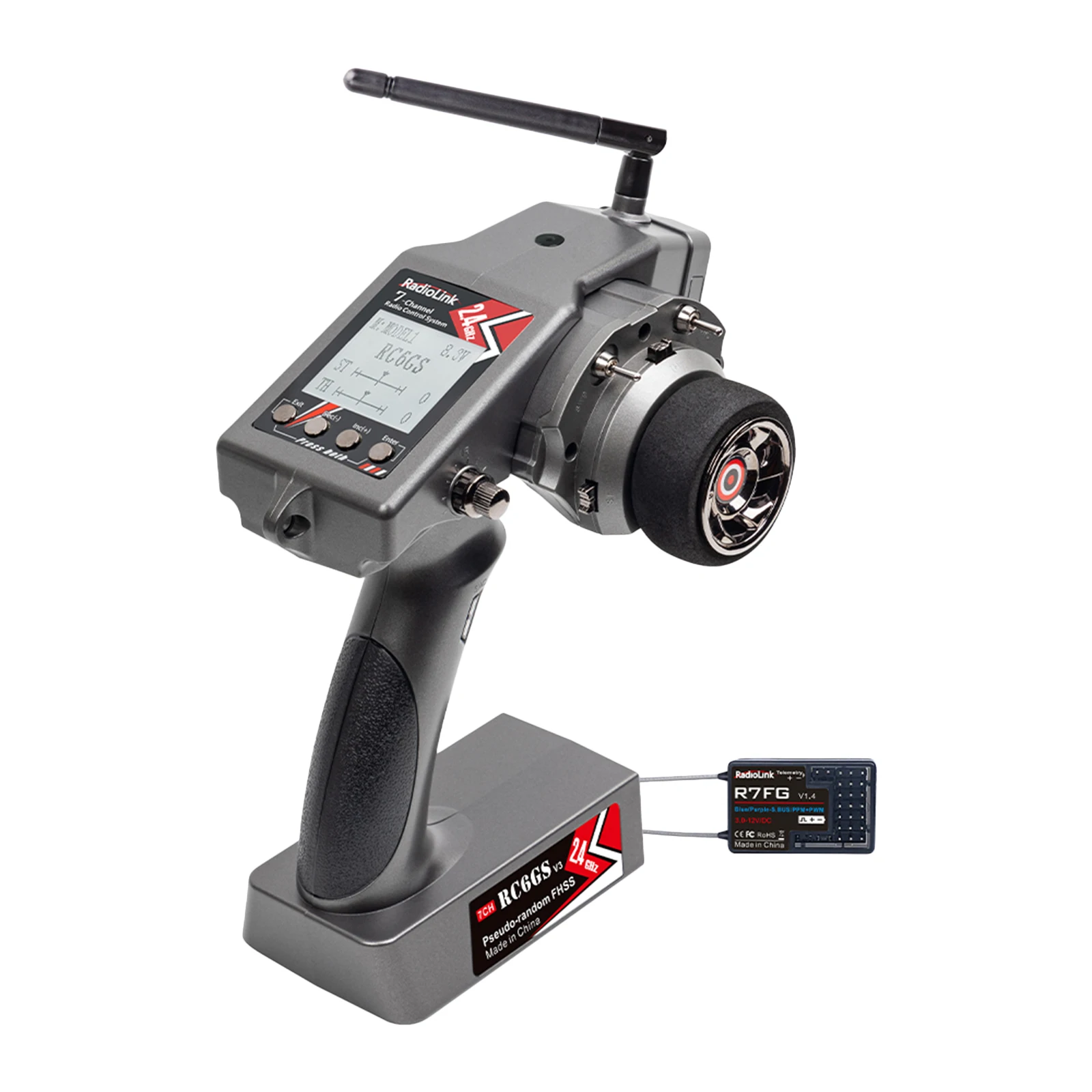 

7CH 2.4GHz Digital Radio Transmitter Controller + Receiver for RC Car Boat Model for Boys Kids Birthday Holiday Toys