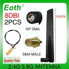 Антенна маршрутизатора IOT 8dBi 2,4, 5,8G, RP-SMA G, 2,4G, 5G G, Wi-Fi, разъем SMA (female) + кабель 21 см 5,8, 2 шт.