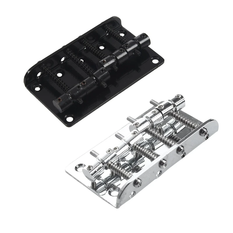 

2Set 4 String Vintage Style Bass Hardtail Bridge For Precision Jazz Bass Top Load Upgrade,Black & Silver
