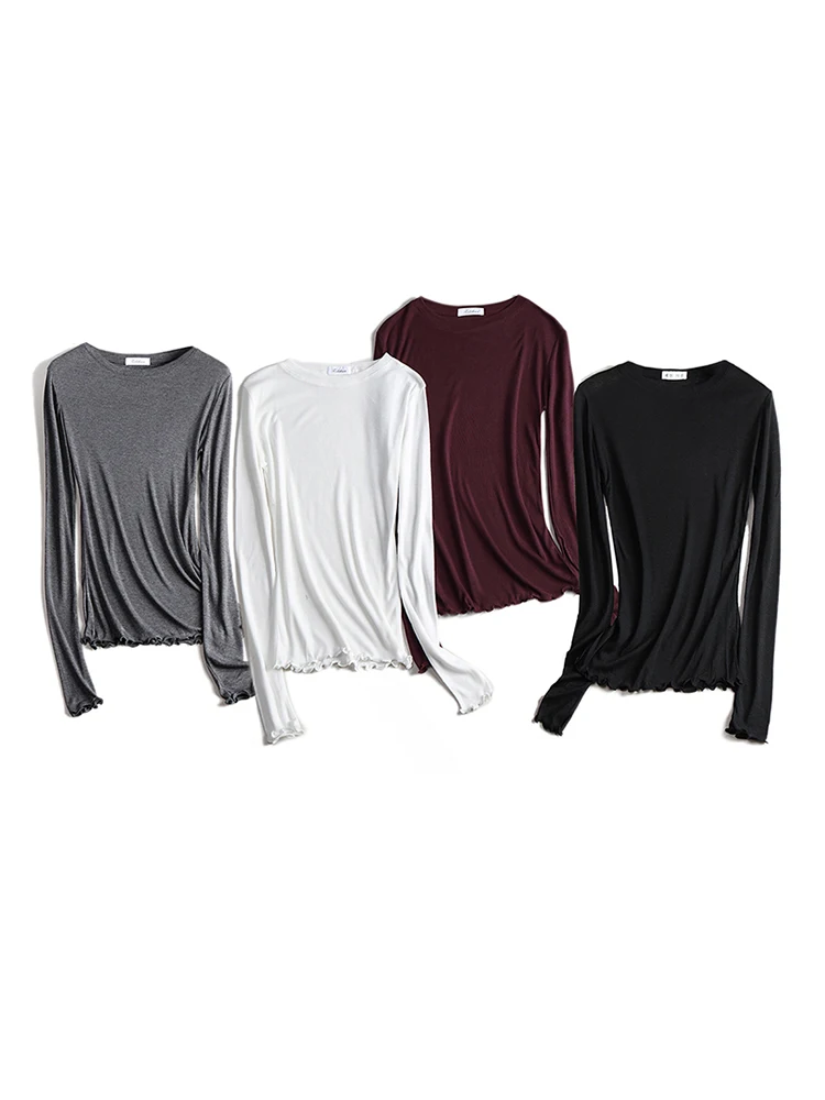 

Slim Sexy Thin T-shirt See Through High Elasticity T Shirt Women Long Sleeve Tshirt 2022 Summer Tops Korean Fashion Clothing To