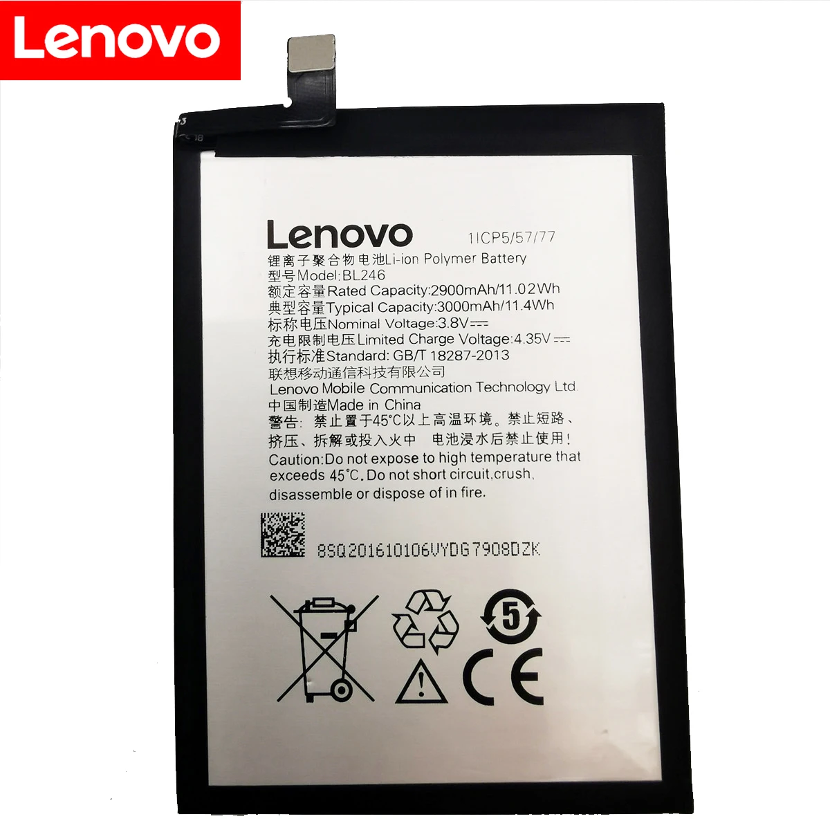 100% Оригинальный протестированный аккумулятор BL246 3000 мАч для Lenovo Vibe Shot Z90 Z90-3 z90a40 MAX