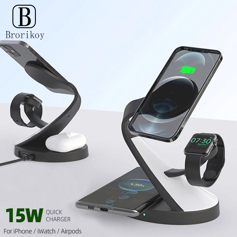 

3 in 1 Magnetic Wireless Charger Fast Charger Holder for iPhone 12 ProMax 13 Magnetic Charge for Apple Watch 7 6 Airpods pro 3 2
