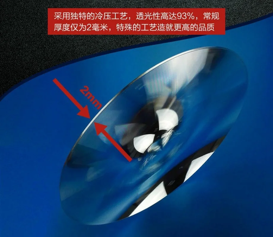 Френелевская линза-концентратор солнечного света из оптического пластика PMMA с фокусным расстоянием 1000 мм.