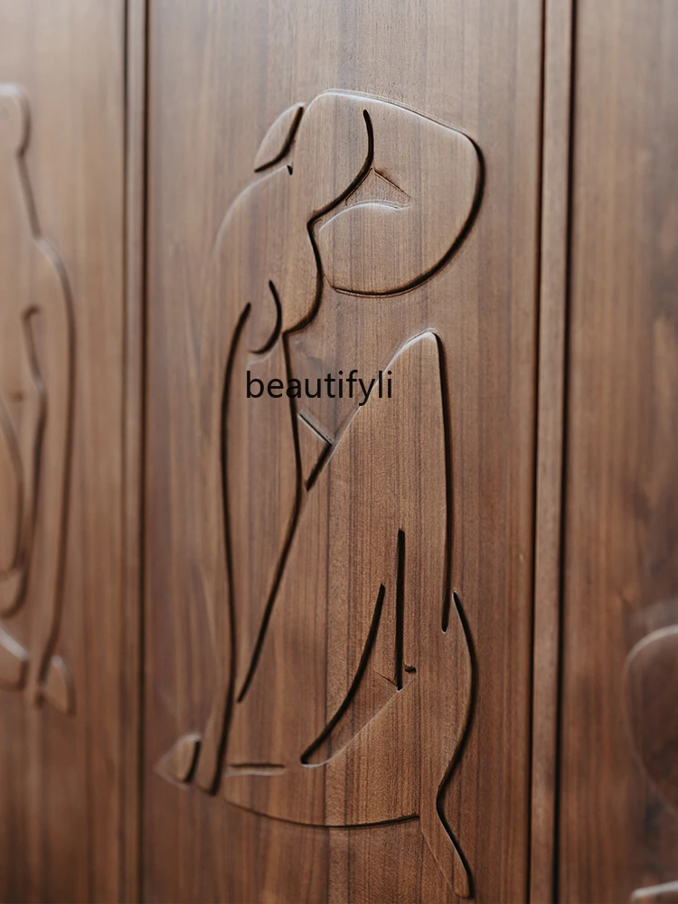 Боковой шкаф Zhonggu буфетный для гостиной из черного ореха твердая древесина ретро