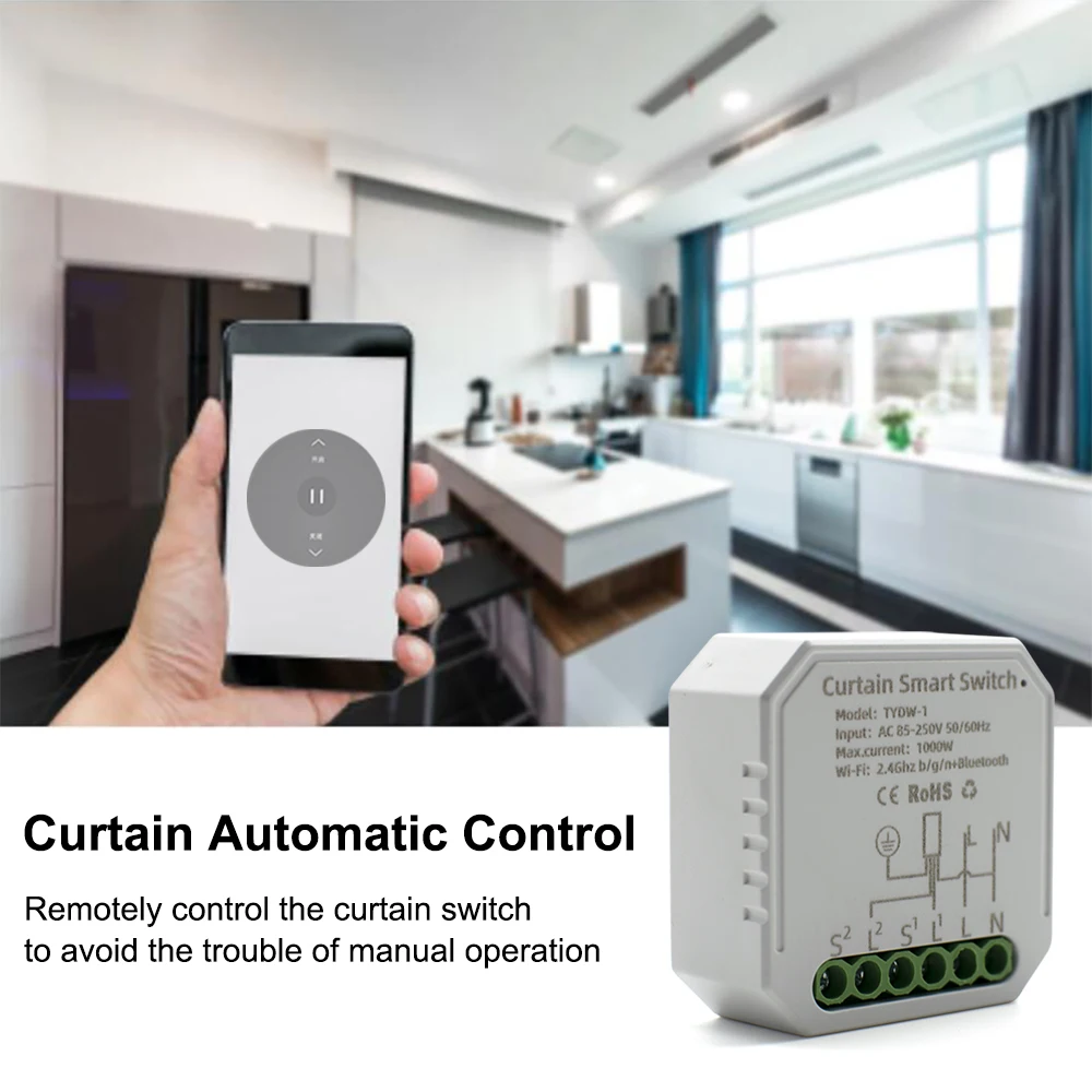 

Wi-Fi Tuya Smart Life 2-х клавишный переключатель для штор, 220 В модуль с роликовым затвором, электрический двигатель, дистанционное управление через ...