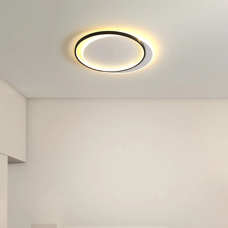 Nordic Creative Black Ceiling Light Bedroom Home Living Room Acrylic Modern Led Ceilings Lamp Dimmable Ultra-thin Kitchen