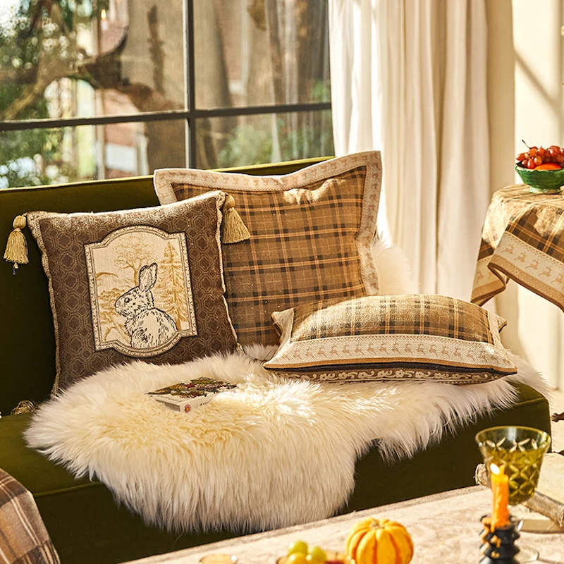 

DUNXDECO Роскошный чехол в стиле ретро с коричневым Кроликом, декоративная подушка, чехол, художественное украшение, постельное белье для дивана, стула