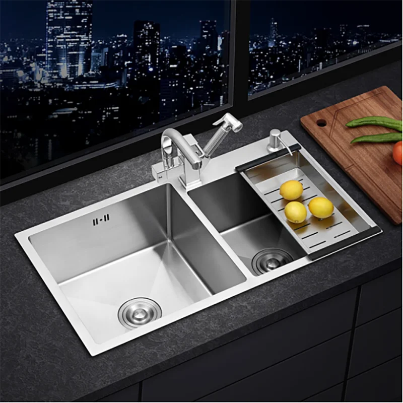 

Stainless Steel Kitchen Sink Basket Nozzle Undermount Mixer Taps Soap Dispensor Washing Sink Bathroom Cocina Home Improvement YQ
