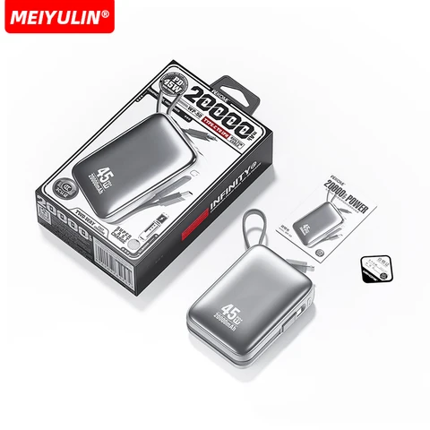 Для ноутбука 20000 мАч 45 Вт Power Bank Портативный 10000 мАч USB C кабель Быстрая зарядка мобильного внешнего аккумулятора для iPhone Samsung Xiaomi