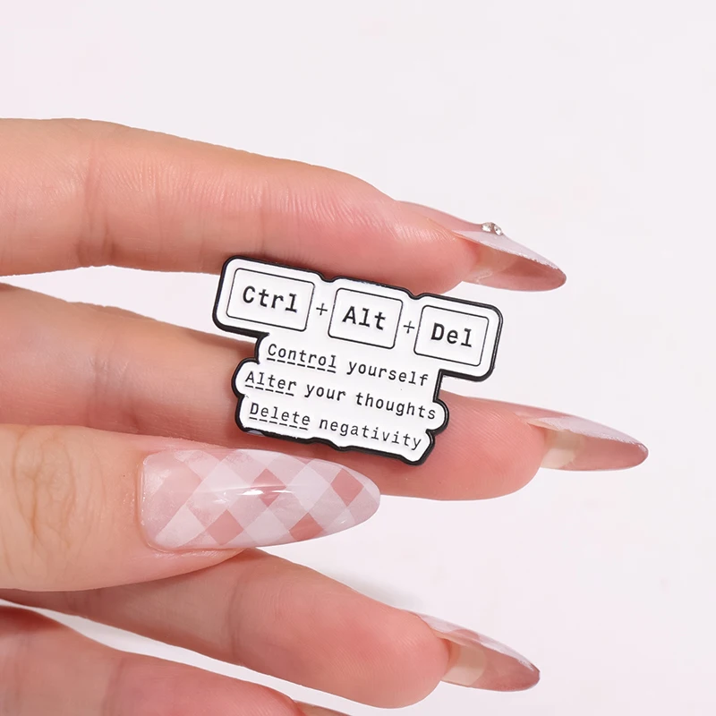 Эмалированные булавки с клавиатурой Ctrl + Alt Del Control Your Thought броши для удаления