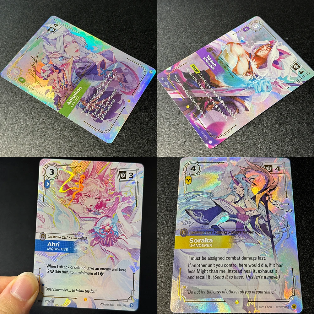 Набор из 4 игровых карт Champion Riftbound TCG с анимационным текстурным фольгированием: Ари, Афелиос, Бард, Барон Нашор, Сорака, Сетт, Тимо, Вейн, Ясуо, Йоне (art.: 3920dc2cb596d) - 3920dc2cb596d