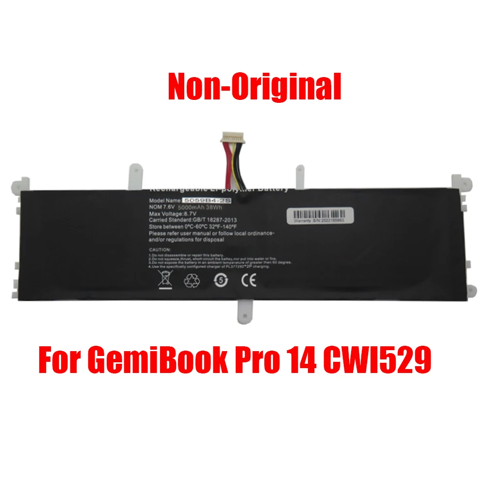 Сменный аккумулятор для ноутбука Chuwi GemiBook Pro 14 CWI529 5059B4-2S 7.5059B4-2S 7 6 В 5000 мАч 38WH 10IPN