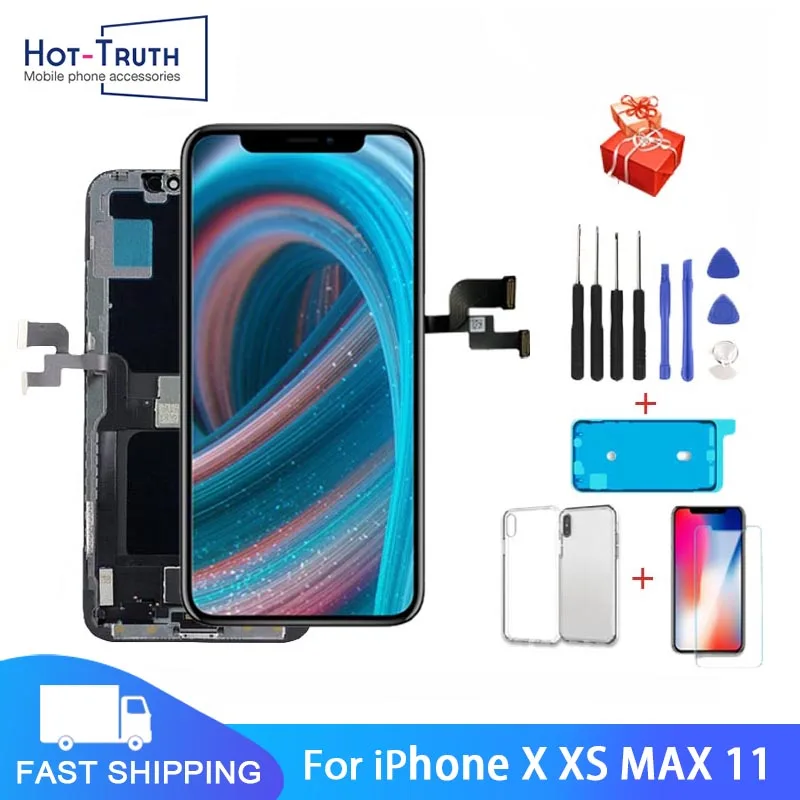 

LCD For iPhone 11 Pro XR XS X MAX Display With 3D Touch Screen Digitzer assembly Replace 100% Test Good No Dead Pixel AAA+