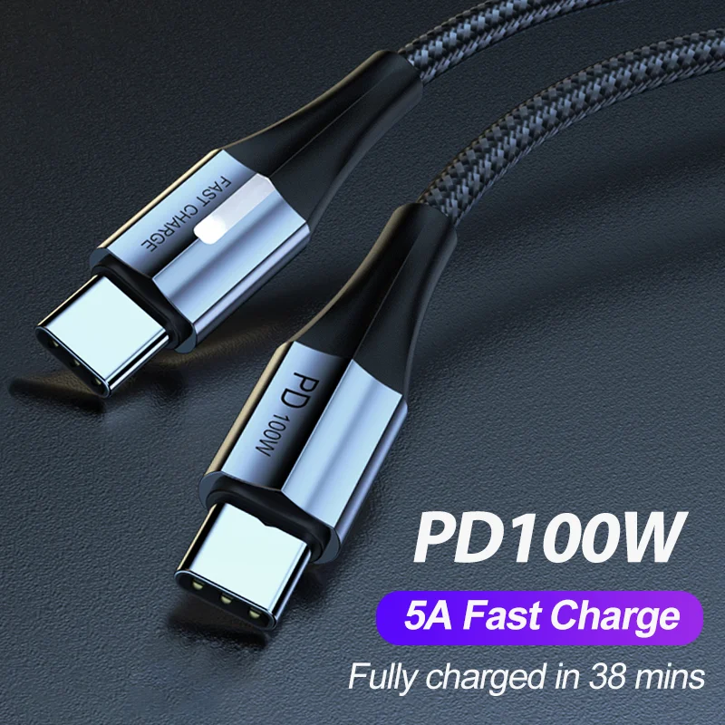 

PD 100W 5A USB Type C Cable Fast Charging Data Cord For Samsung Oneplus Xiaomi Poco F3 Wire Mobile Phone USB C To Type C Cables