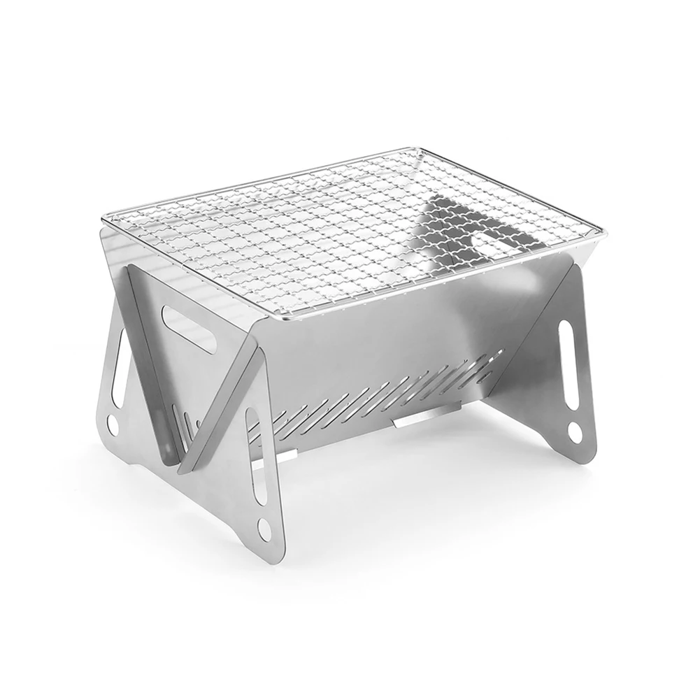 New Winter Stainless Steel Folding Barbecue Grill Outdoor Wood Stove Camping Grill Winter Barbecue Outdoor Camping Accessories