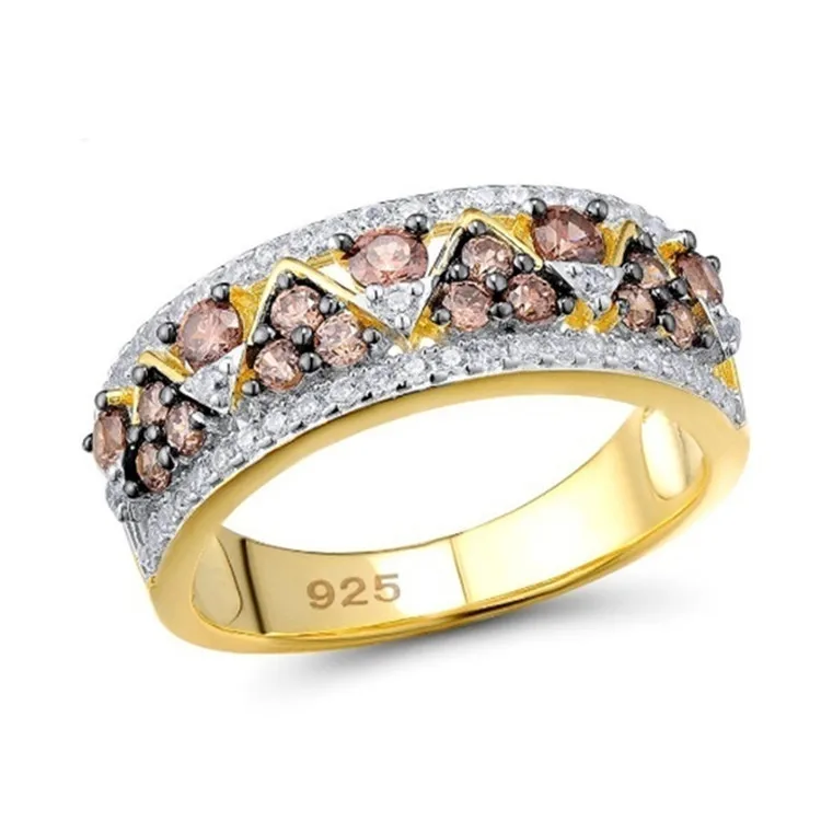 

Milangirl Elegant Golden Color Inlaid Irregular Crystal Rhinestone Zircon Female Ring for Women Party Wedding Engagement Jewelry