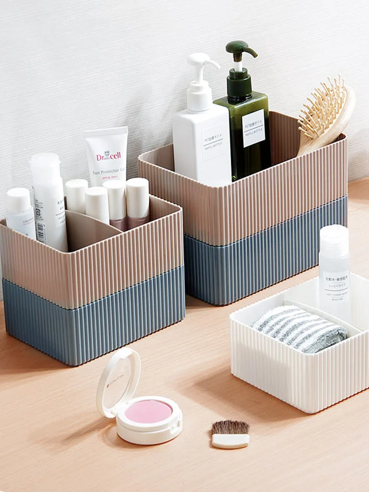 2 Grid Makeup Storage Box Plastic Bathroom Storage Box Desktop Sundries Jewelry Organizer Case Cosmetic Closet Bin Case Holder
