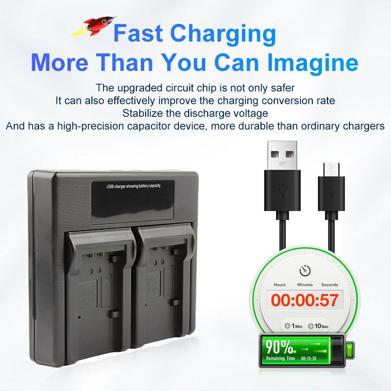 Зарядное устройство с ЖК-дисплеем Daul для Panasonic HDC-SD60 TM55 HS60 TM60 SDR-H85 T50 S45 S50 HDC-SD80 HS80 TM90