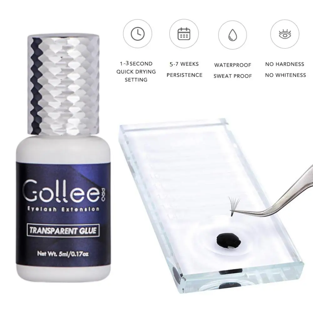 

wholesale 10pcs Gollee Transparent Eyelash Glue for Lash Extensions Fast Extra Strong Lash Glue 1-3 Sec Dry Time 6-7 Weeks C01