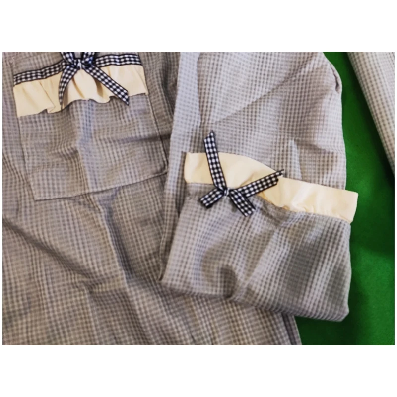 Women's Pajamas Set Full Sleeve Tops Long Pants Sexy Bow Decorate Pyjama Big Size Mom Homewear Cozy Sweet Sleepwear