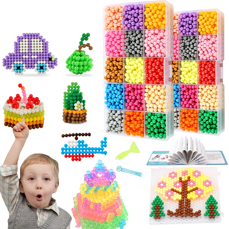 

25600pcs Montessori 36 Colors Refill Beads Puzzle Crystal DIY Water Spray Beads Set Ball Games Handmade Magic Toys for Children