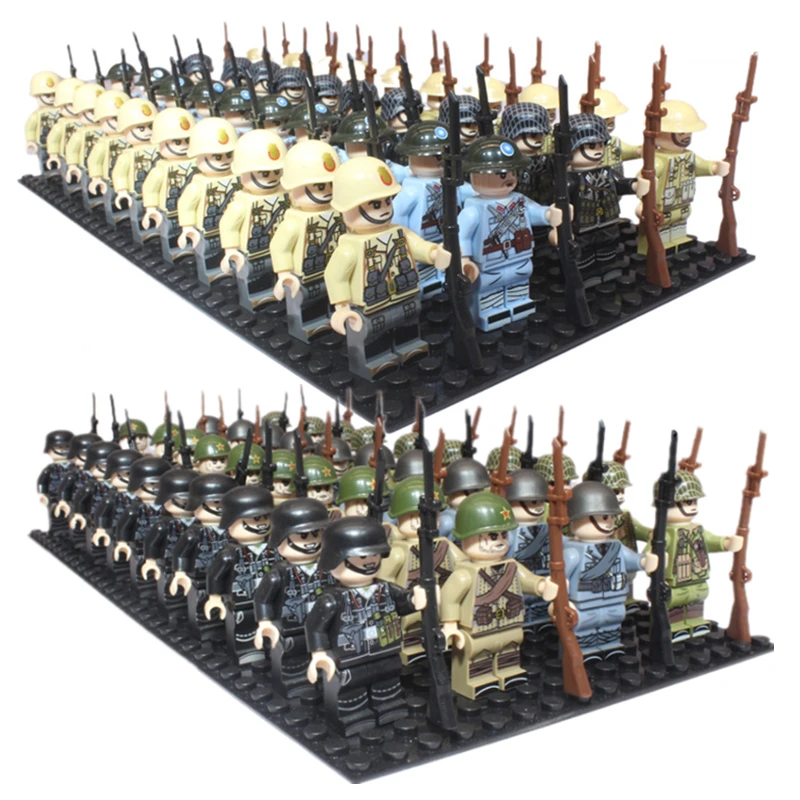 

40pcs/lot WW2 Military Soldiers Array Nation Army Battle Building Blocks Bricks Figures Children's War Mini Toys Christmas Gifts