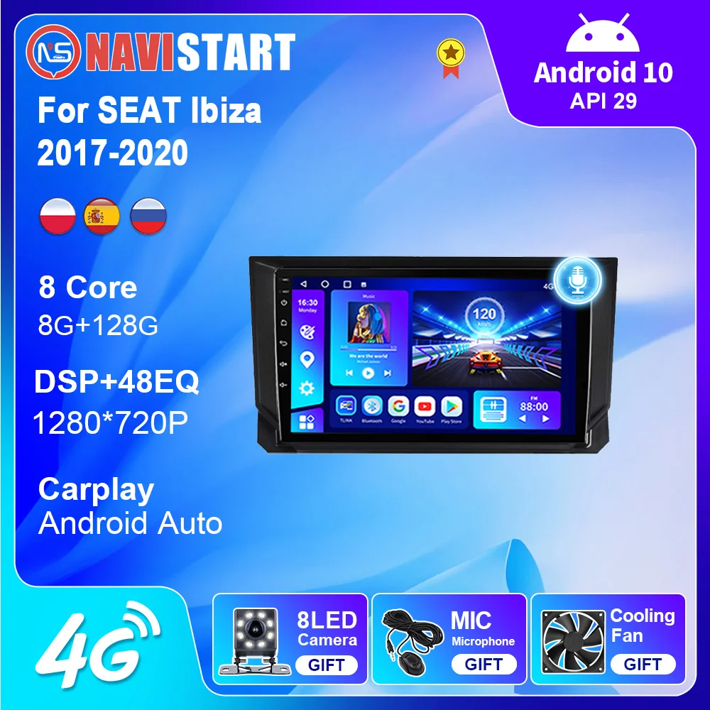 

NAVISTART Android 10 Car Radio for Seat Ibiza 2017-2020 Navigation GPS 2din Multimedia Video Player Stereo Autoradio Carplay