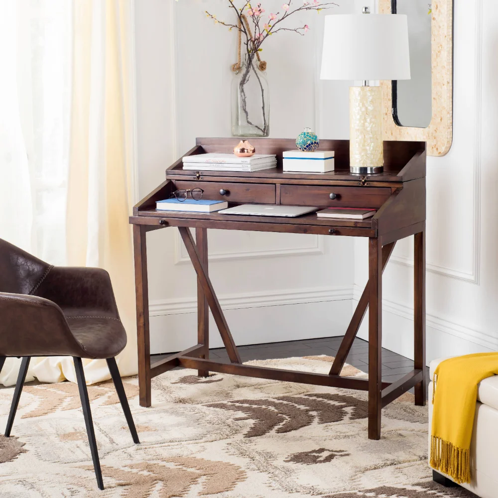 

OIMG Wyatt Industrial Rustic Writing Desk W/Pull Out