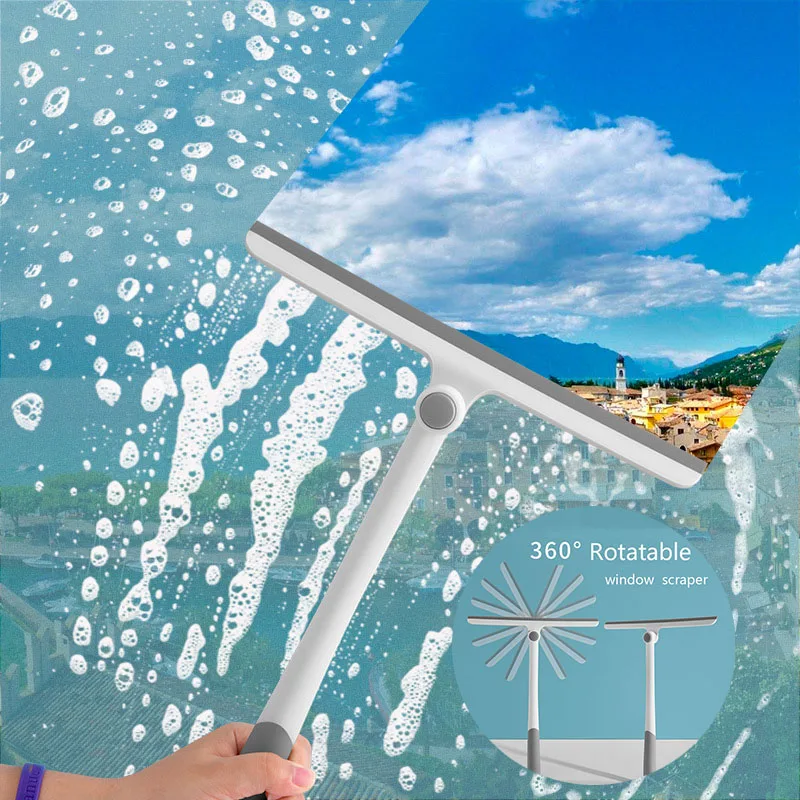

360 Degree Rotatable Silicone Glass Wiper Shower Squeegee Window Squeegee Scraper Mirror Cleaner Household Cleaning Tool