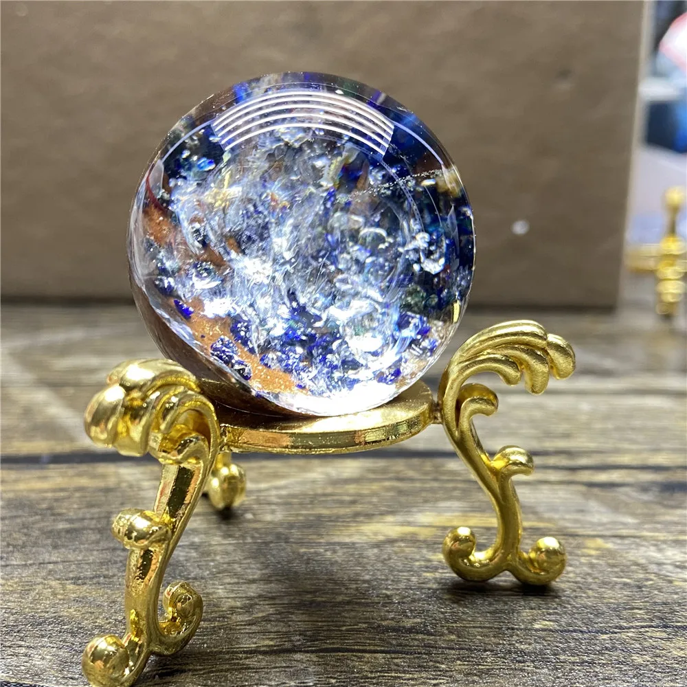 

Azurite Quartz Ball Natural Stone Sphere Crystal Healing Room Decoration Holiday Meditation Reiki Witchcraft Gemstone+ Stand