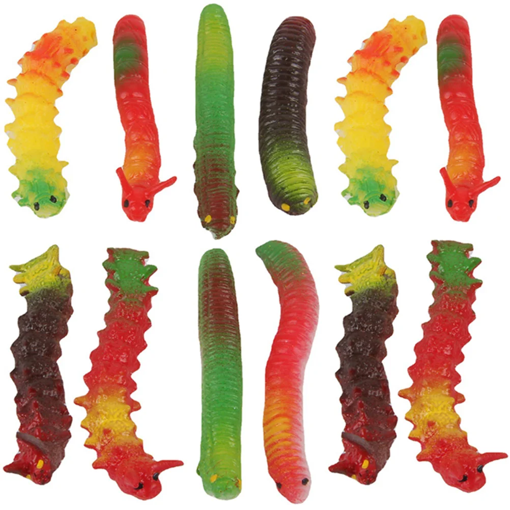 

12 Pcs Simulation Bug Insect Trick Toy Caterpillar Model Realistic Halloween Toys Fake Prank Joke Kids Worm Stress Reliever