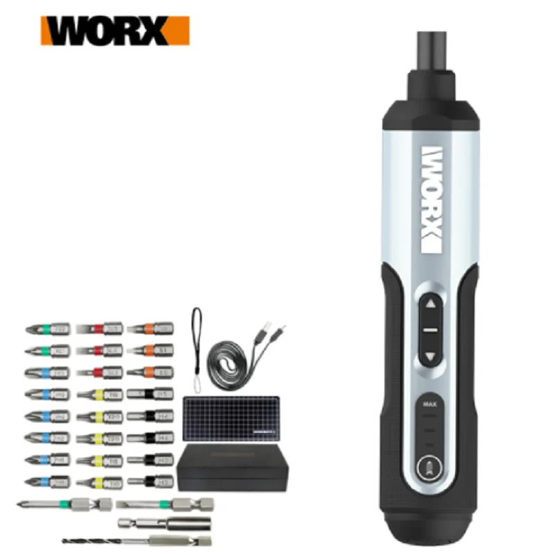

Worx WX240.1 4V Mini Electrical Screwdriver Set Smart Cordless Electric Screwdrivers USB Rechargeable Handle with 28 Bit Set Dri