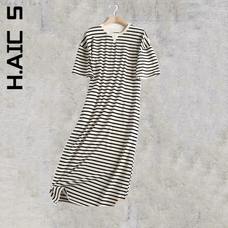 

H.Aic S Fashion Women Dress Side Pocket Short Sleeve Ladies Sundress Elastic Temperament Robe Dresses Woman Vestidos Female
