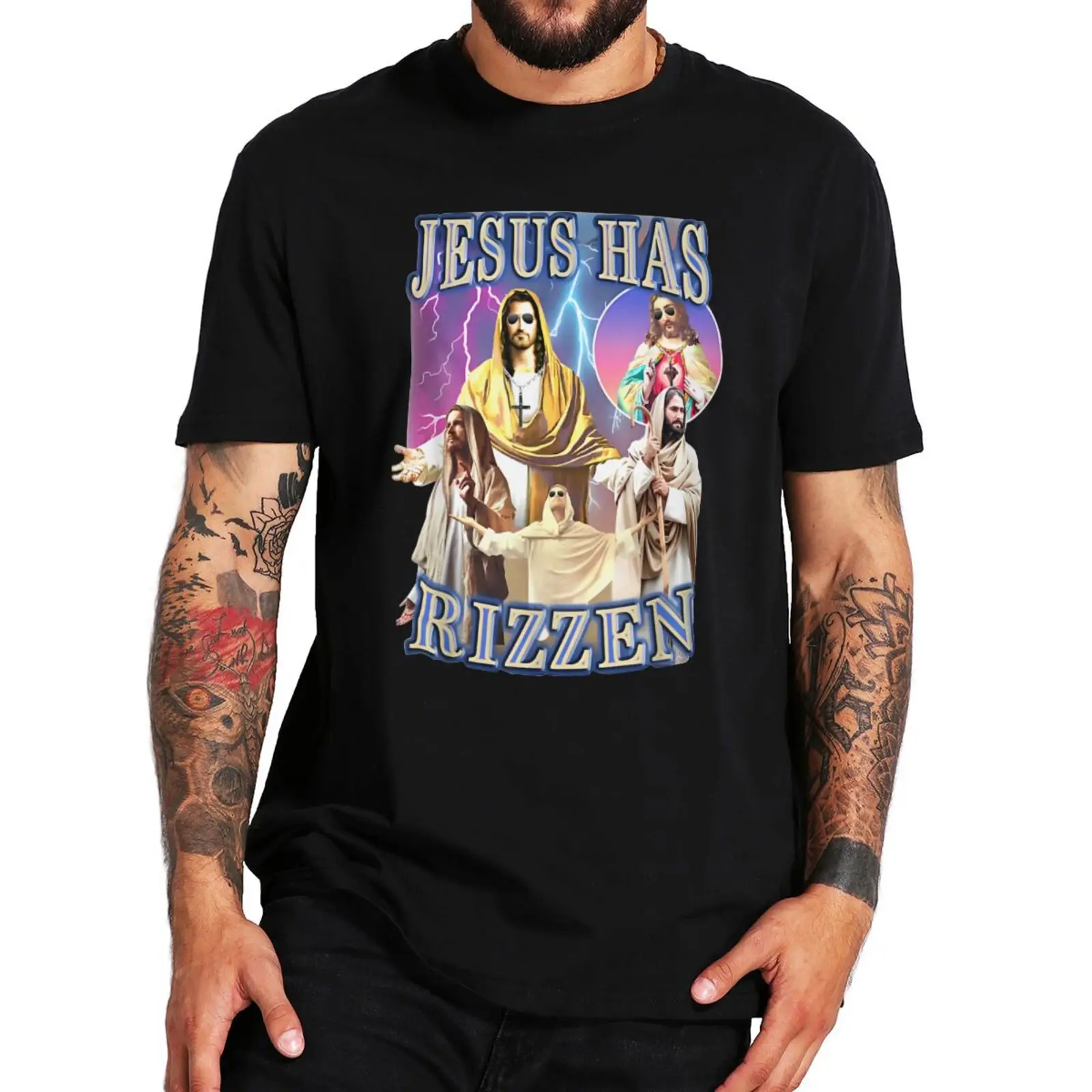 

Jesus Has Rizzen T Shirt Retro Christian Religious Harajuku Streetwear 100% Cotton Unisex O-neck Summer T-shirts EU Size