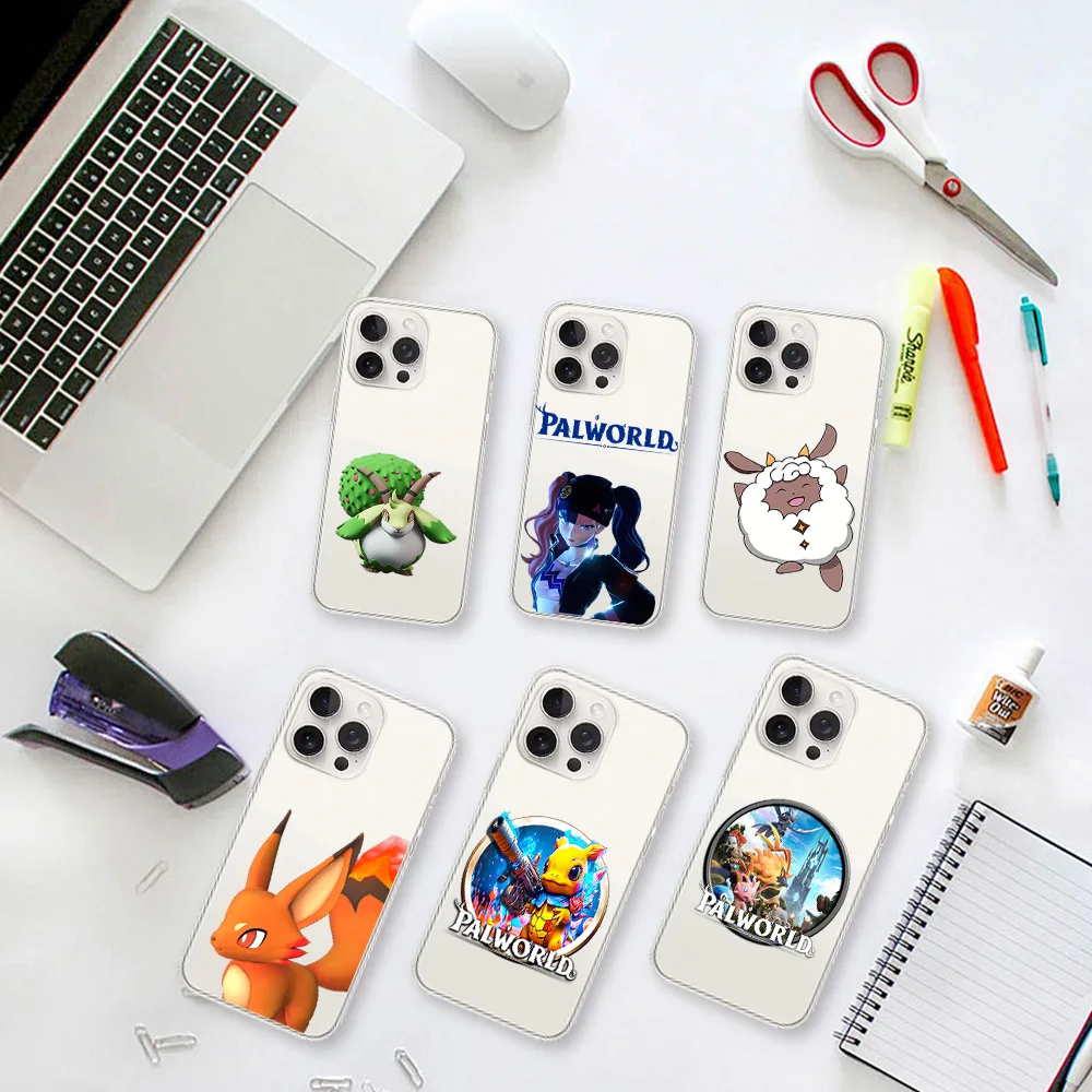 Game P-PalworldS Phone Case for iPhone 12 11 13 14 15 16 Max Pro Plus Transparent Cover