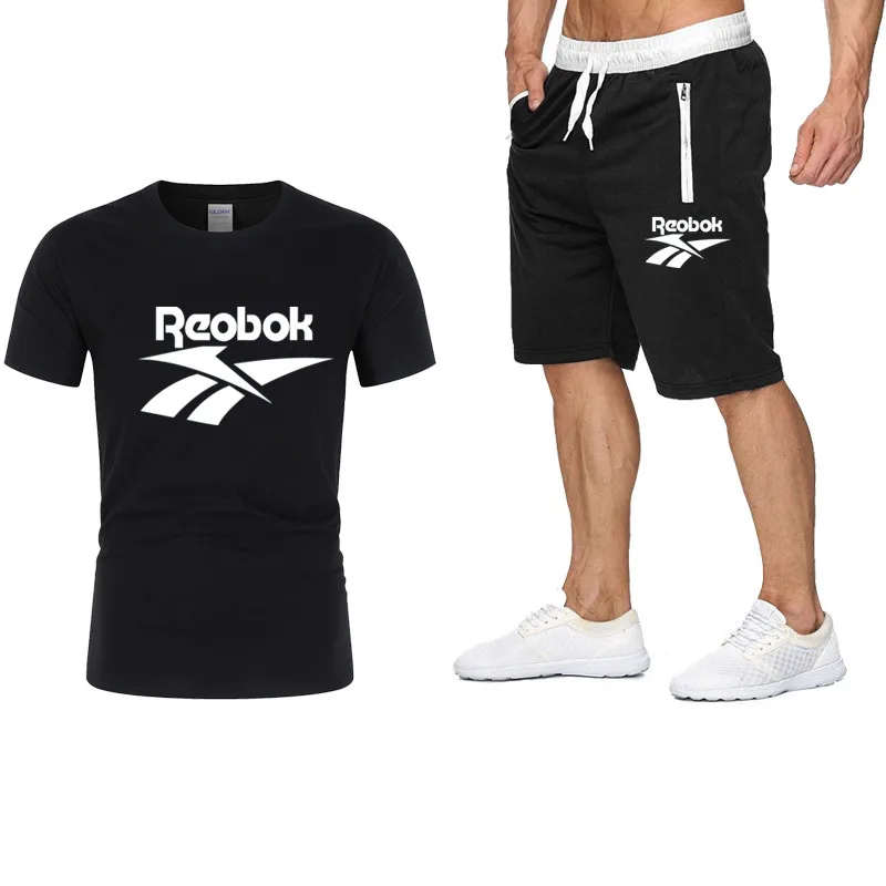 

Футболка и шорты мужские с принтом, брендовые Хлопковые Штаны для бега, спортивная одежда, летний комплект