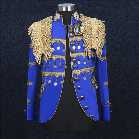 Parklees стильный пиджак в стиле милитари для мужчин, вечерние смокинги для выпускного вечера, винтажный Роскошный Блейзер в стиле дворца, костюм Homme