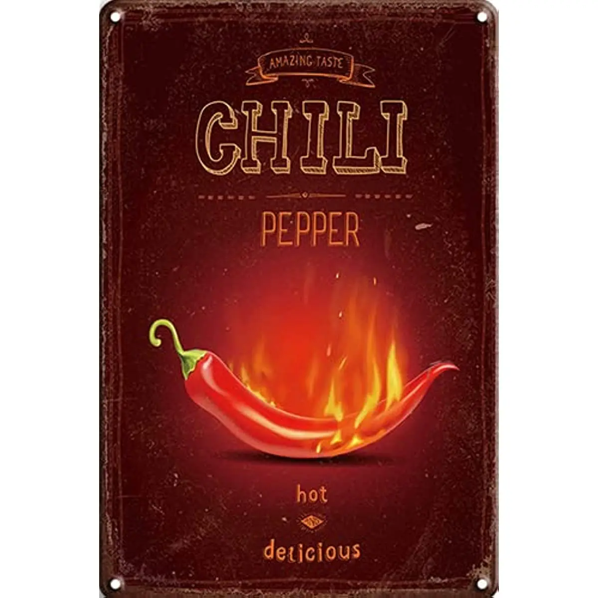 

Tin Sign Food Chili Pepper Hot Delicious Metal Wall Signs Tin Plaques 12X16 Inch Bar Kitchen Home Man Cave Bedroom Dining Room