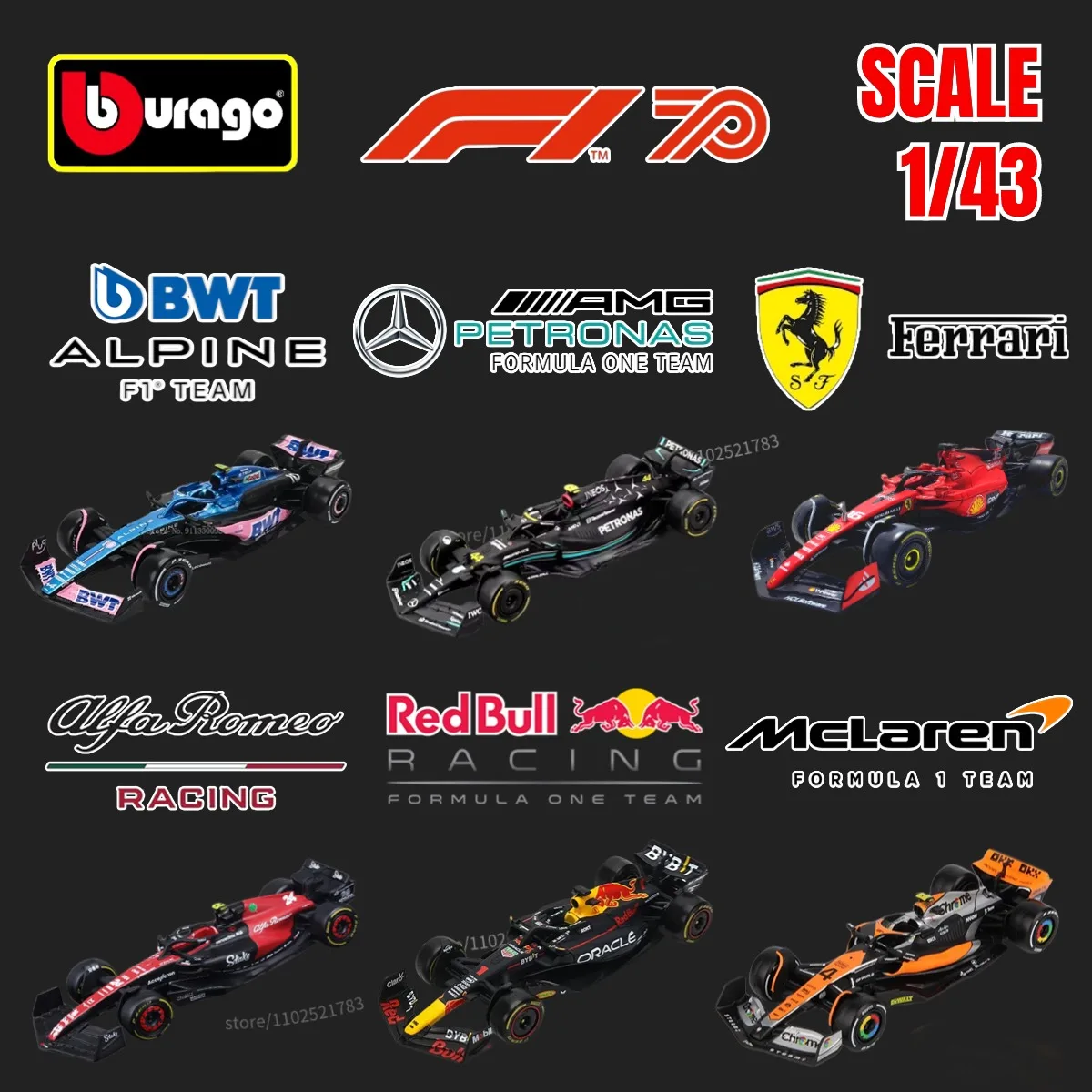 BBURAGO 1:1 масштаб модель автомобиля F1 литой под давлением металлический материал