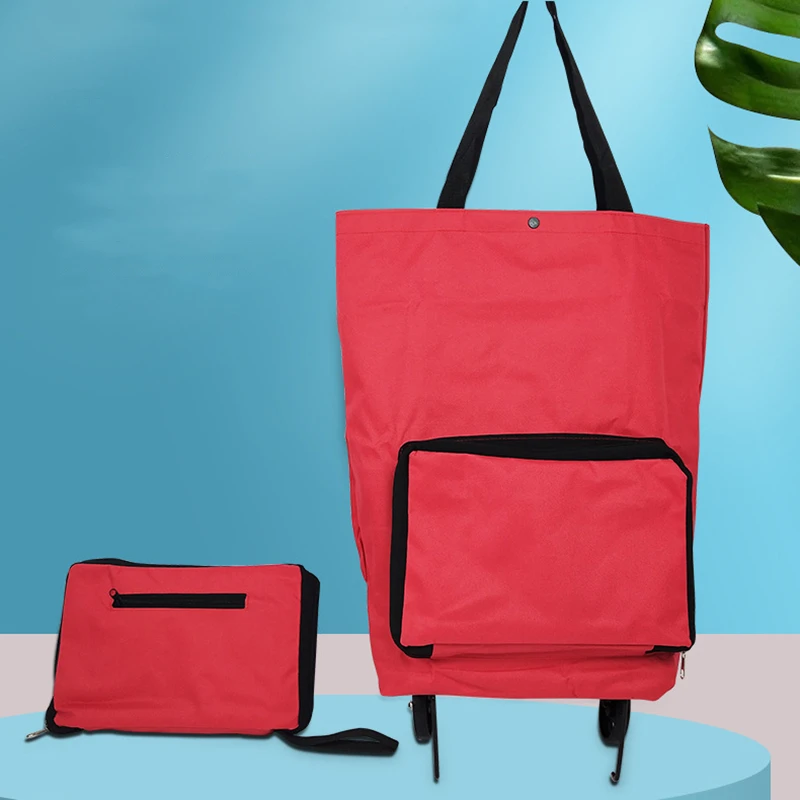 

Portable Home Shopping Storage Bag, Trolley Bag on Wheels, Pull Cart, Grocery Bags, Reusable, Folding, Buy Vegetables Bag