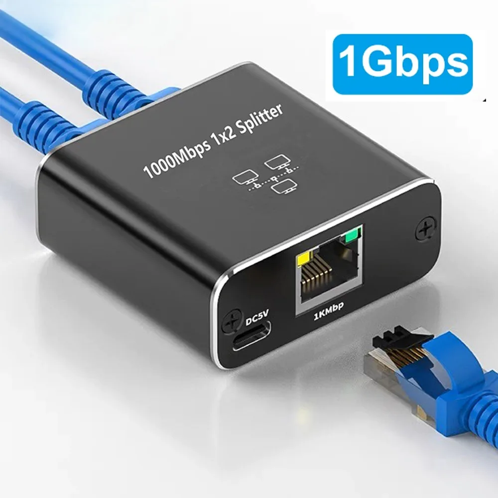 Сетевой разветвитель 1 в 2, разветвитель Ethernet для 2 ПК, сетевой разветвитель RJ45, 100 м, 1000 м, разветвитель Gigabite Ethernet