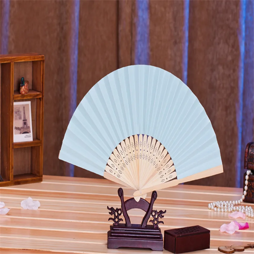 

11pcs/lot light blue color Paper Hand Fan wedding party decorative paper crafts