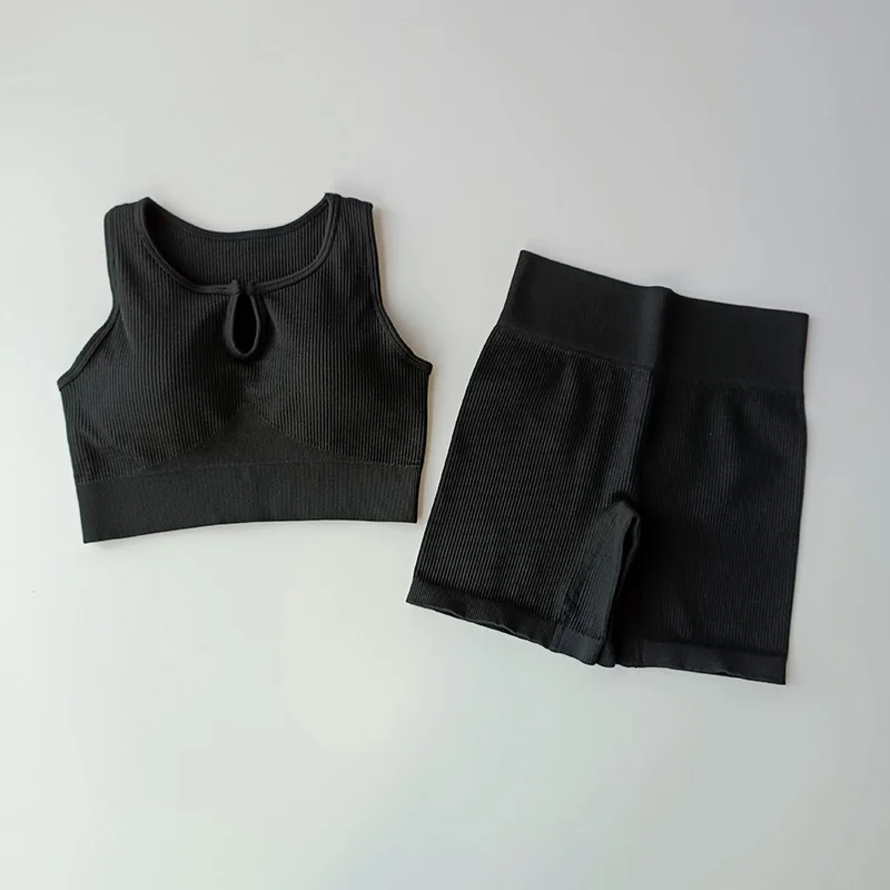2PCS Women Yoga Set Gym Set Sexy Bra Seamless Sports Shorts Workout Running Clothing Gym Wear Athletic Sport Suit