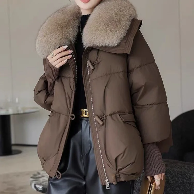 Фото 2025 Fashion Winter Jacket Women Short Coats Down Cotton Waterproof Windproof Casual Outdoor Warm Black White Brown Parkas №1
