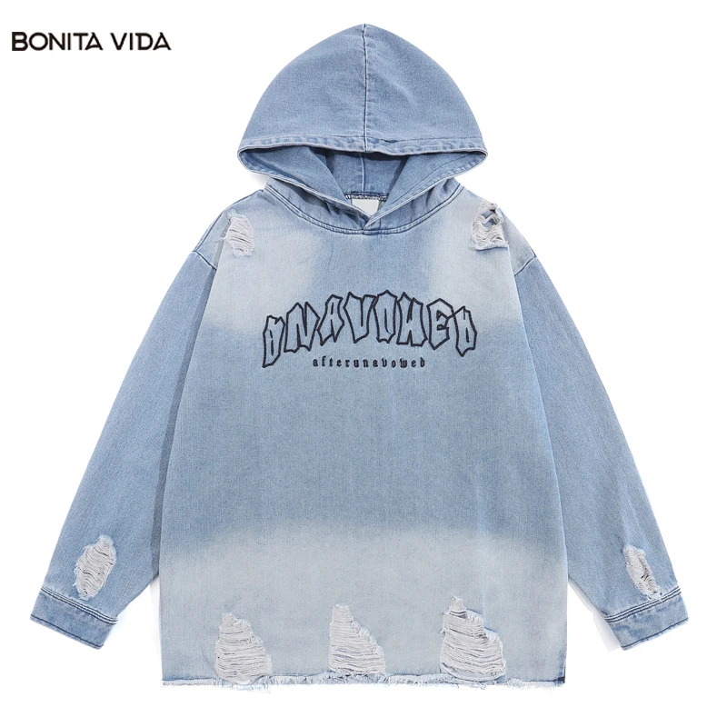 

Мужская рваная джинсовая куртка в стиле хип-хоп