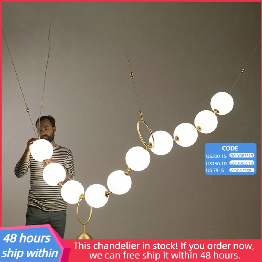 

Белая стеклянная люстра в форме шара, современный Декор для дома, ресторана, гостиной, столовой, спальни, зала, кухонного островка, светодиод...