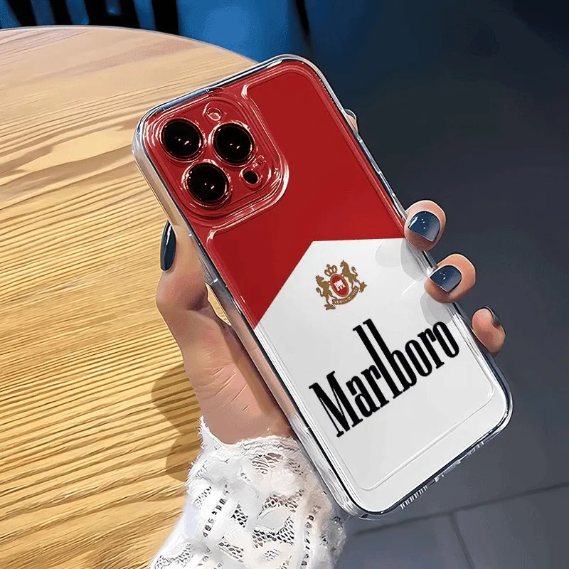 Fashion Phone Case For-M-Marlboros-Samsung S25 S24 S23 S22 S21 S20 FE Note20 Note10 Plus Ultra Lite 5G Clear Soft TPU Cover